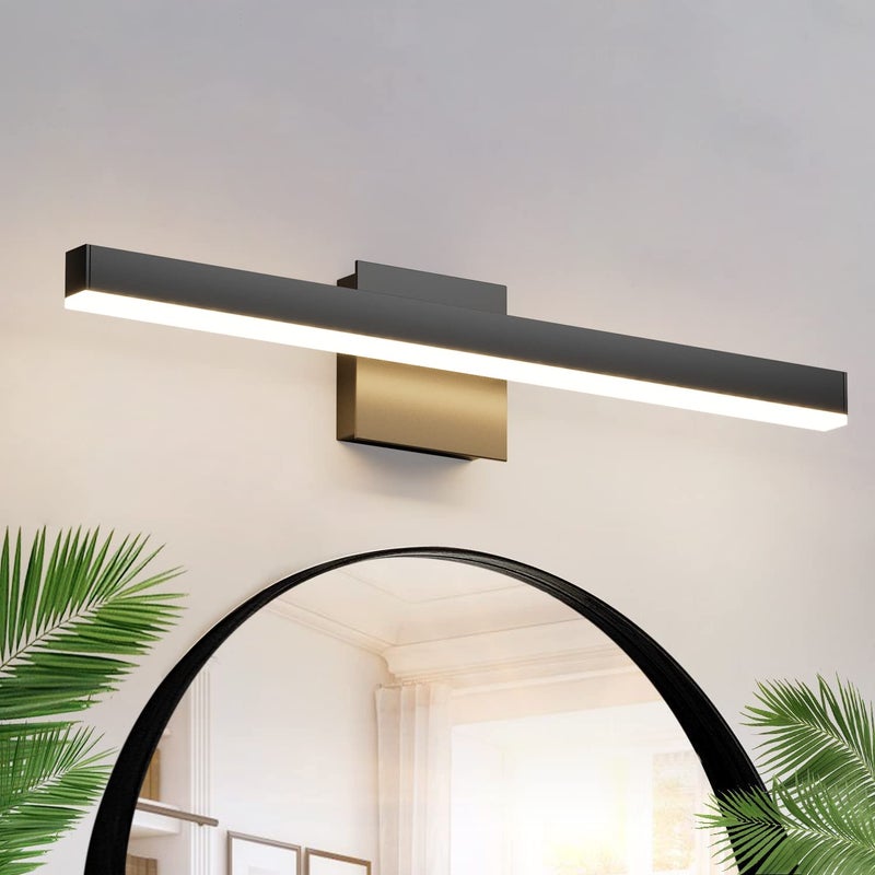 Aipsun 23.6 inch Modern Black Vanity Light LED Bathroom Vanity Light Fixtures Black Wall Light for Bathroom (Warm White 3000K) - Image 1